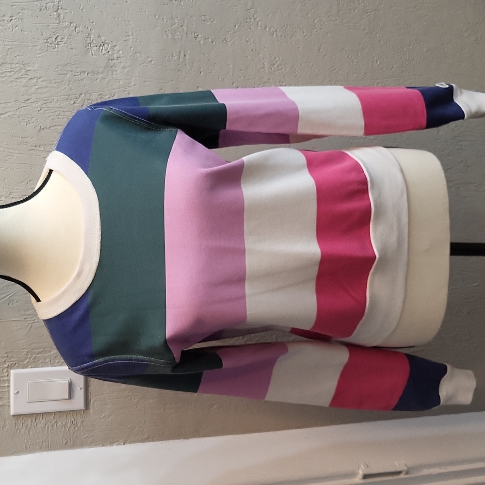 Abercrombie & Fitch Multi Colored Striped Crewneck Sweatshirt